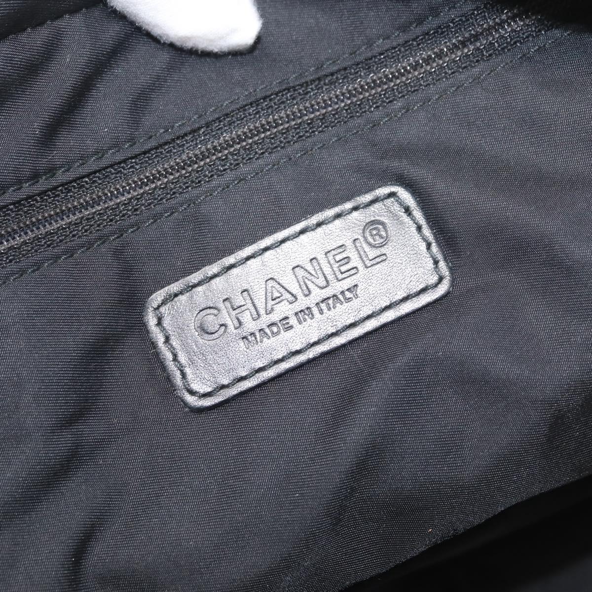 CHANEL New Travel Line Hand Bag Nylon Black CC Auth YKZ874