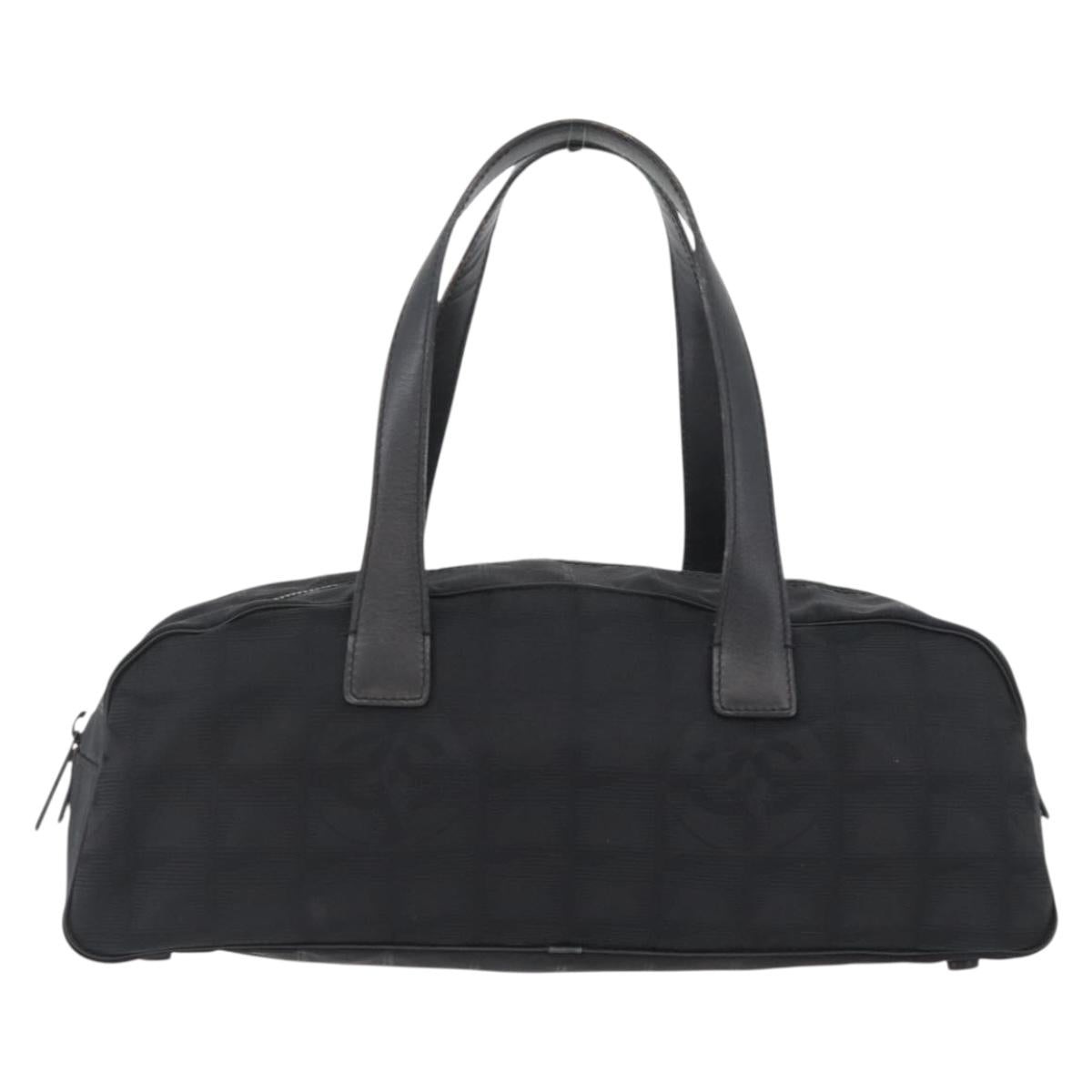 CHANEL New Travel Line Hand Bag Nylon Black CC Auth YKZ874