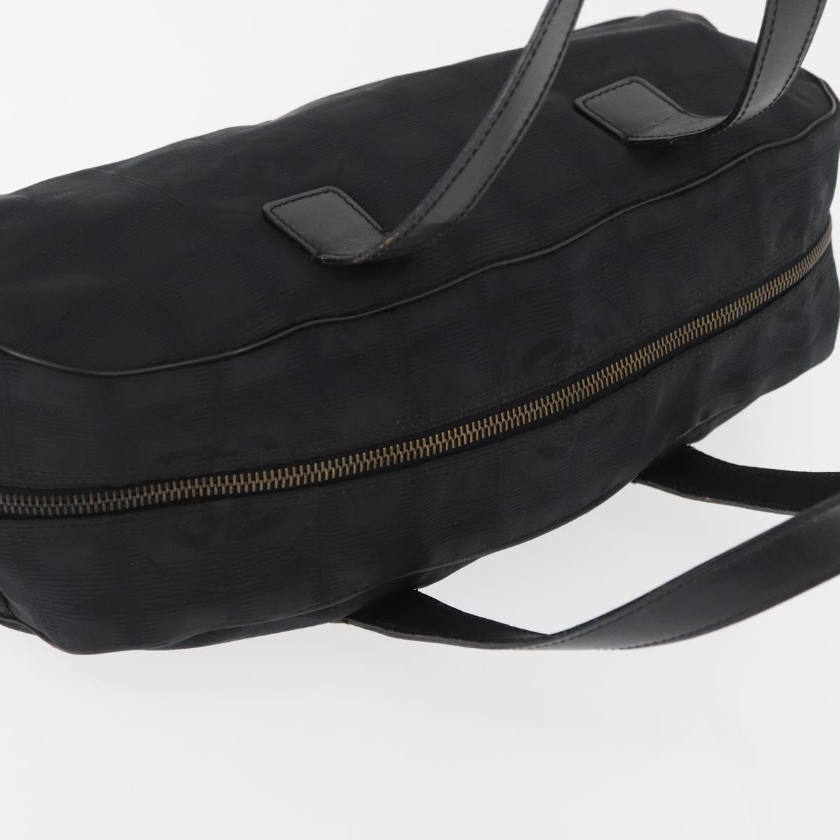 CHANEL New Travel Line Hand Bag Nylon Black CC Auth YKZ874