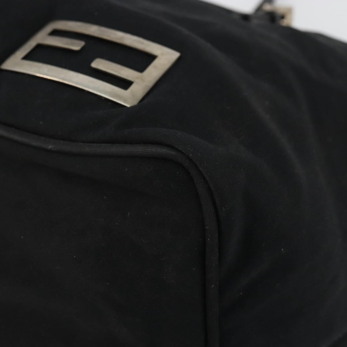 FENDI Tote Bag Nylon Black Silver Auth YKZ893