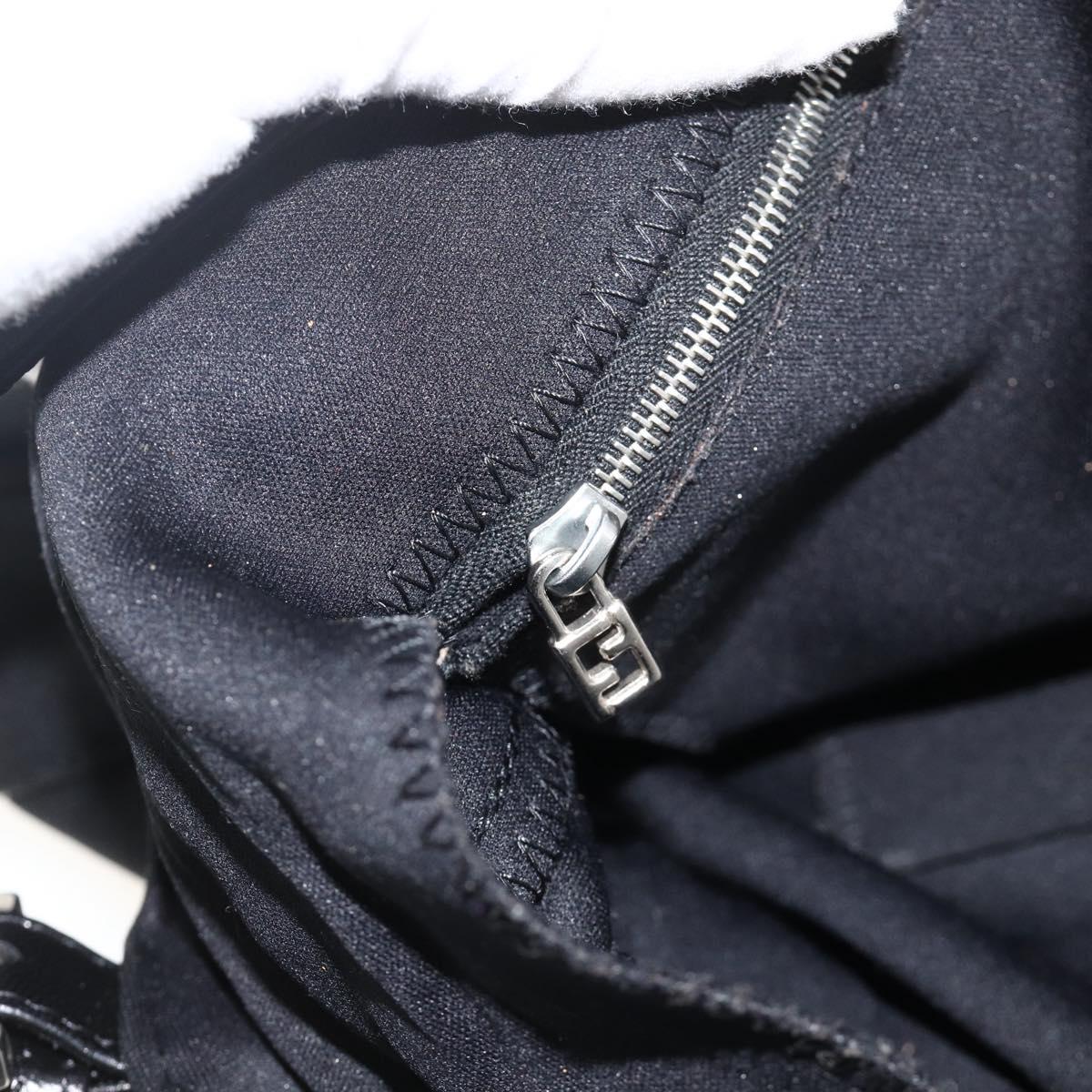 FENDI Mamma Baguette Shoulder Bag Nylon Black Silver Auth YKZ897
