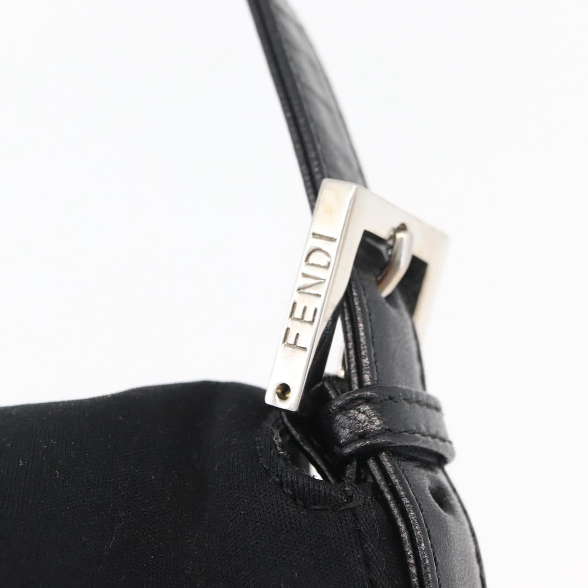 FENDI Mamma Baguette Shoulder Bag Nylon Black Silver Auth YKZ900
