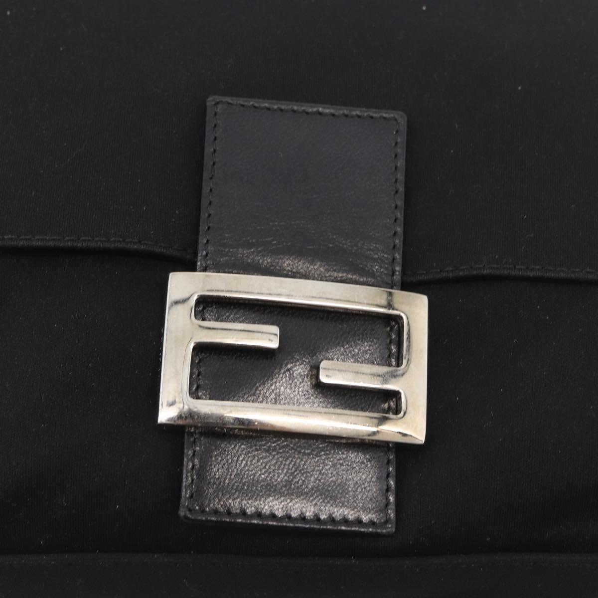 FENDI Mamma Baguette Shoulder Bag Nylon Black Silver Auth YKZ900