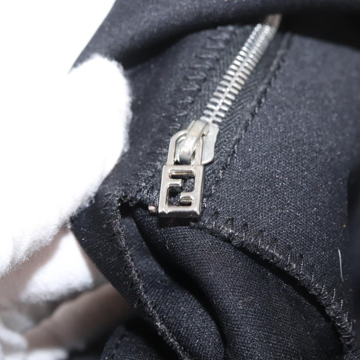 FENDI Mamma Baguette Shoulder Bag Nylon Black Silver Auth YKZ900