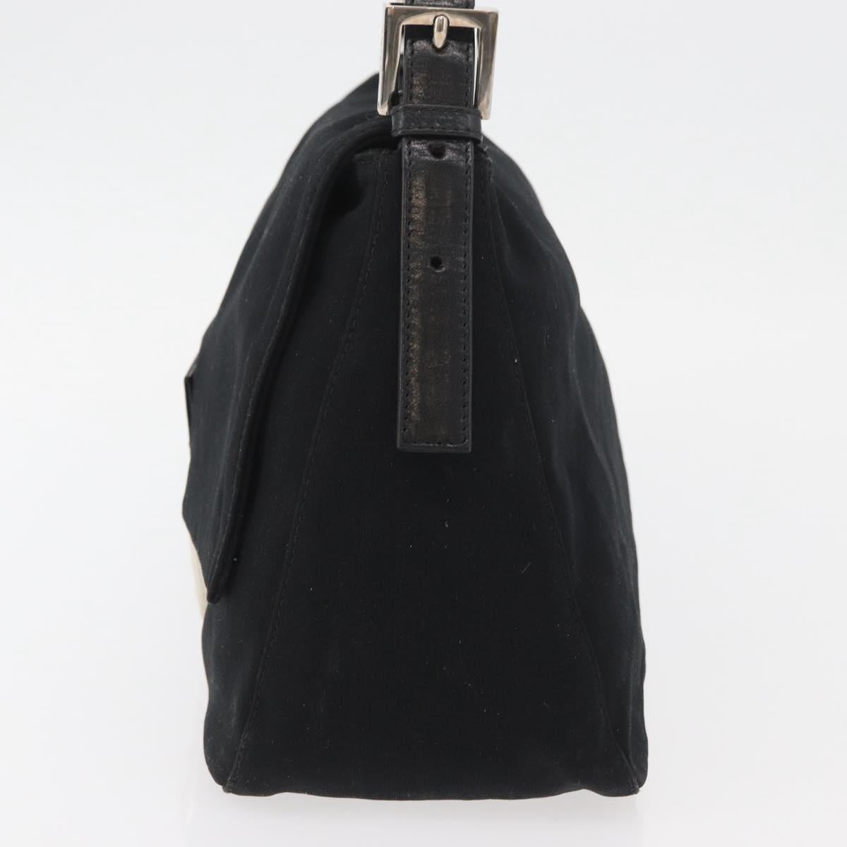 FENDI Mamma Baguette Shoulder Bag Nylon Black Silver Auth YKZ900
