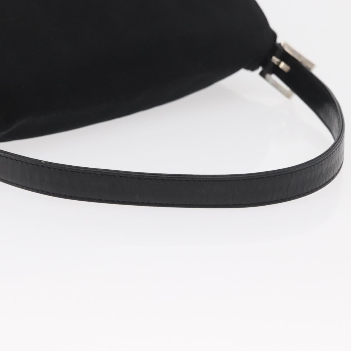FENDI Mamma Baguette Shoulder Bag Nylon Black Silver Auth YKZ900