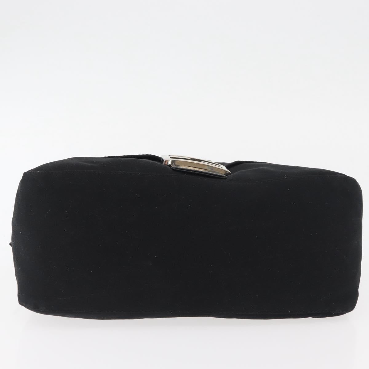 FENDI Mamma Baguette Shoulder Bag Nylon Black Silver Auth YKZ900
