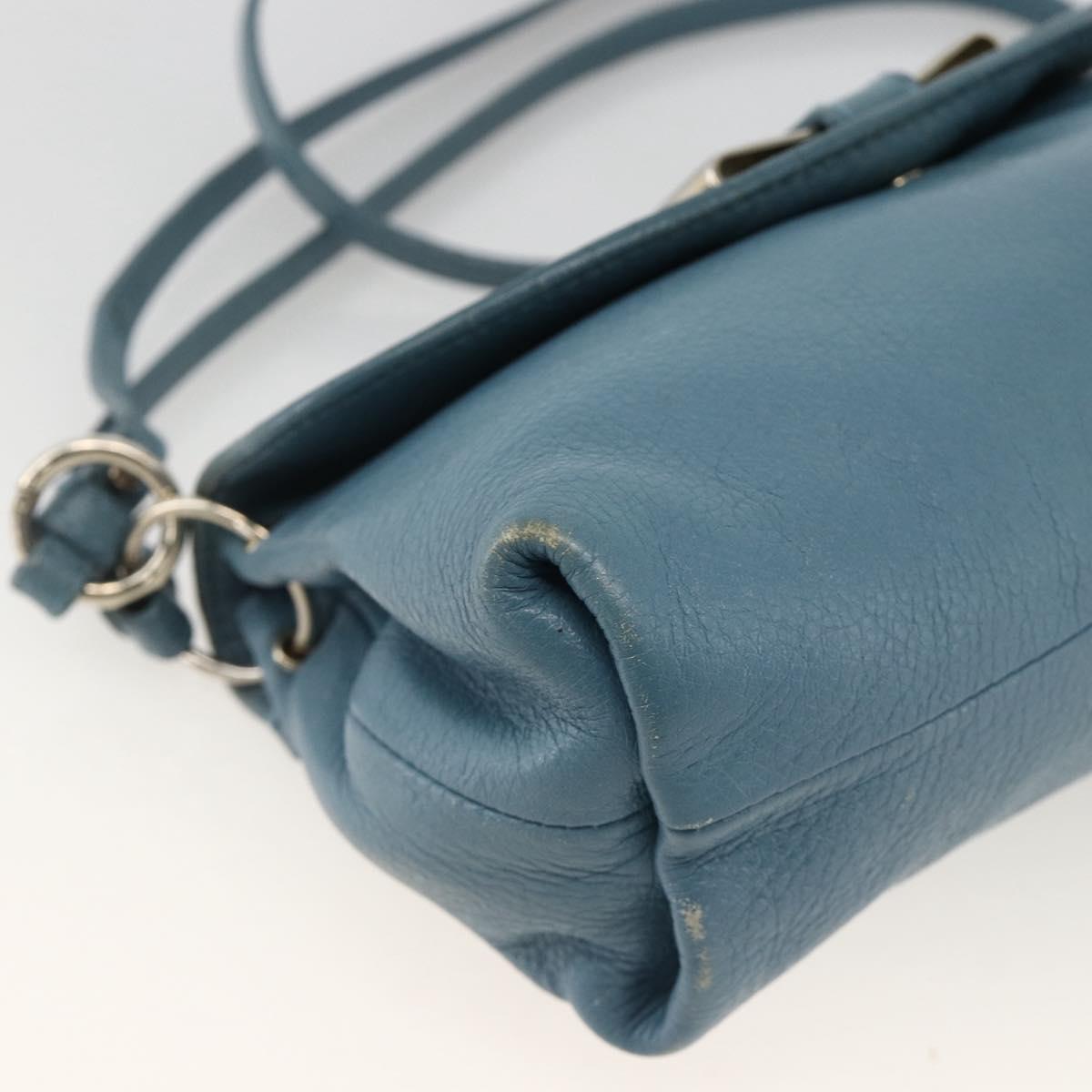 Chloe Lily Shoulder Bag Leather 2way Light Blue Silver Auth YKZ910A