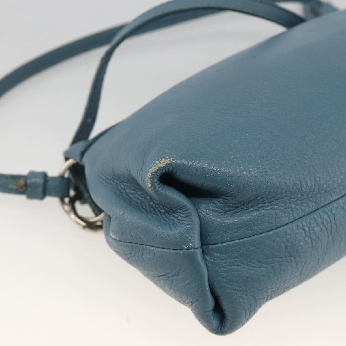 Chloe Lily Shoulder Bag Leather 2way Light Blue Silver Auth YKZ910A