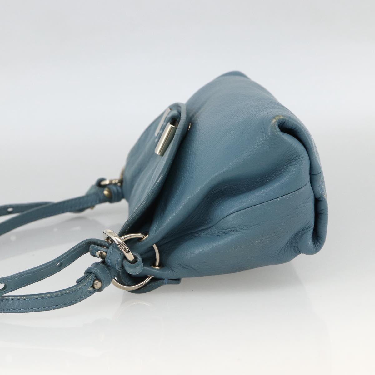 Chloe Lily Shoulder Bag Leather 2way Light Blue Silver Auth YKZ910A