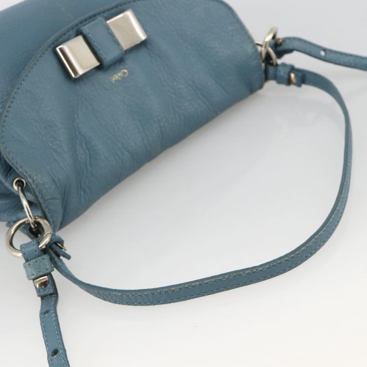 Chloe Lily Shoulder Bag Leather 2way Light Blue Silver Auth YKZ910A