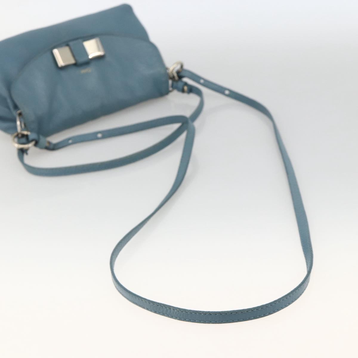 Chloe Lily Shoulder Bag Leather 2way Light Blue Silver Auth YKZ910A