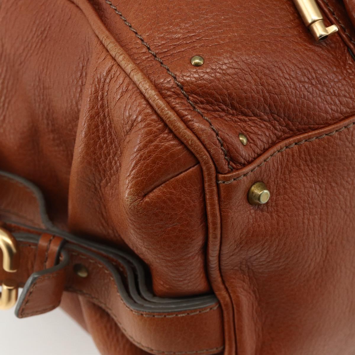 Chloe Paddington Hand Bag Leather Brown Gold Silver Auth YKZ912A