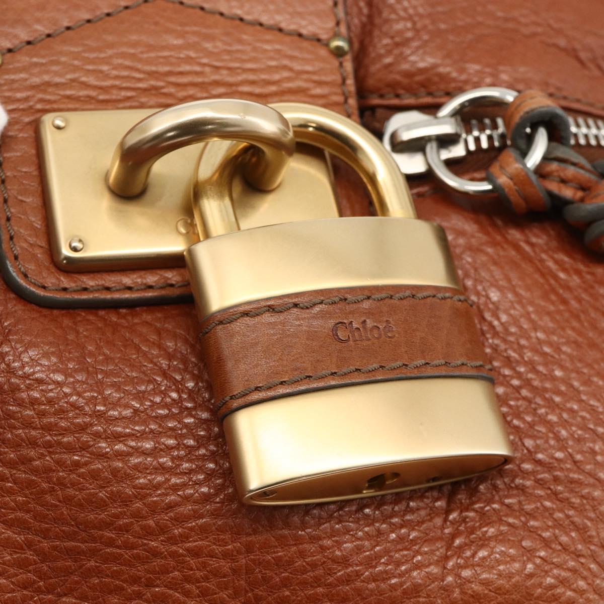 Chloe Paddington Hand Bag Leather Brown Gold Silver Auth YKZ912A