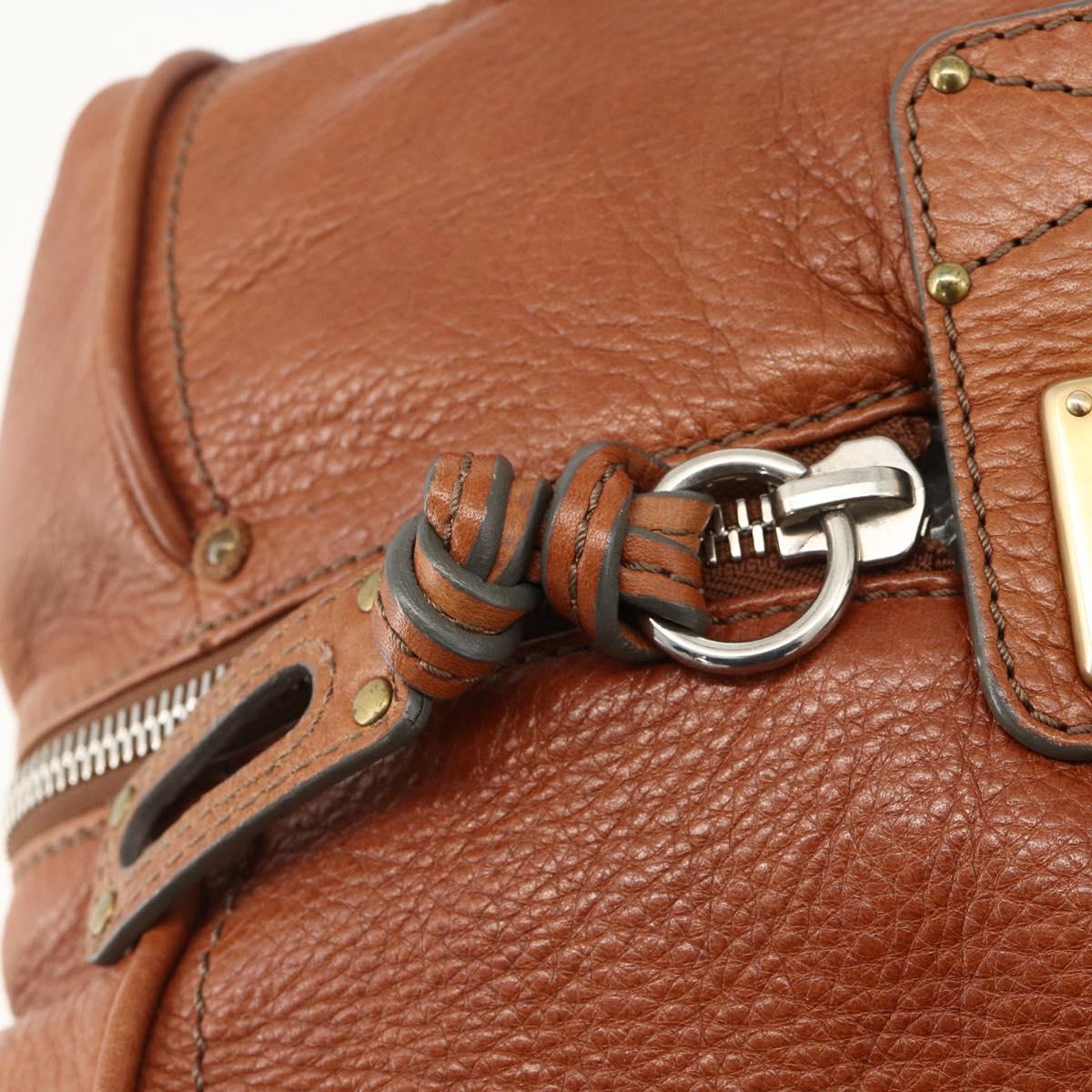 Chloe Paddington Hand Bag Leather Brown Gold Silver Auth YKZ912A