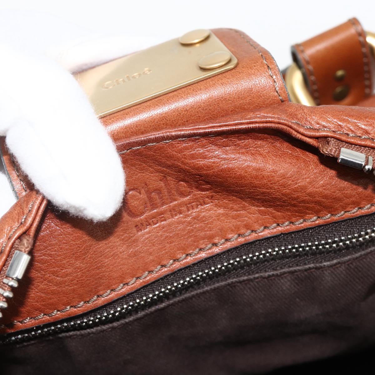 Chloe Paddington Hand Bag Leather Brown Gold Silver Auth YKZ912A