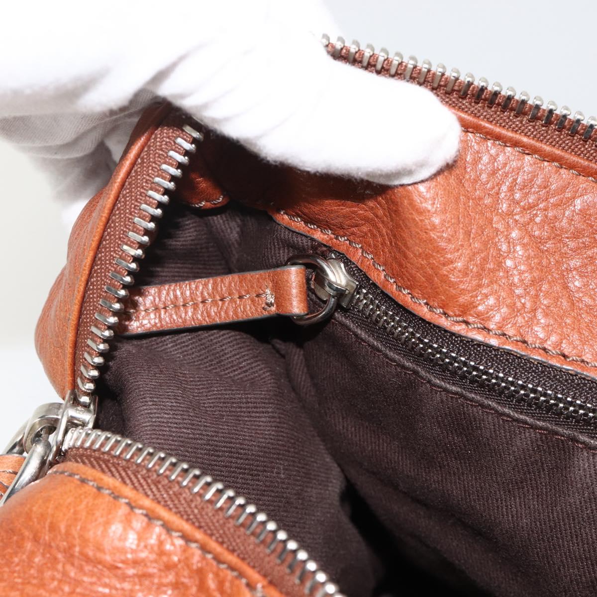 Chloe Paddington Hand Bag Leather Brown Gold Silver Auth YKZ912A