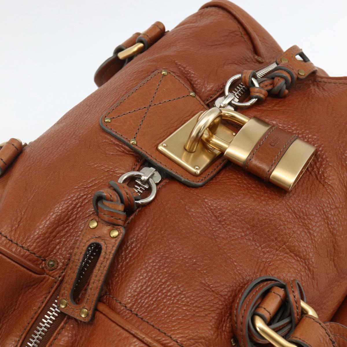 Chloe Paddington Hand Bag Leather Brown Gold Silver Auth YKZ912A