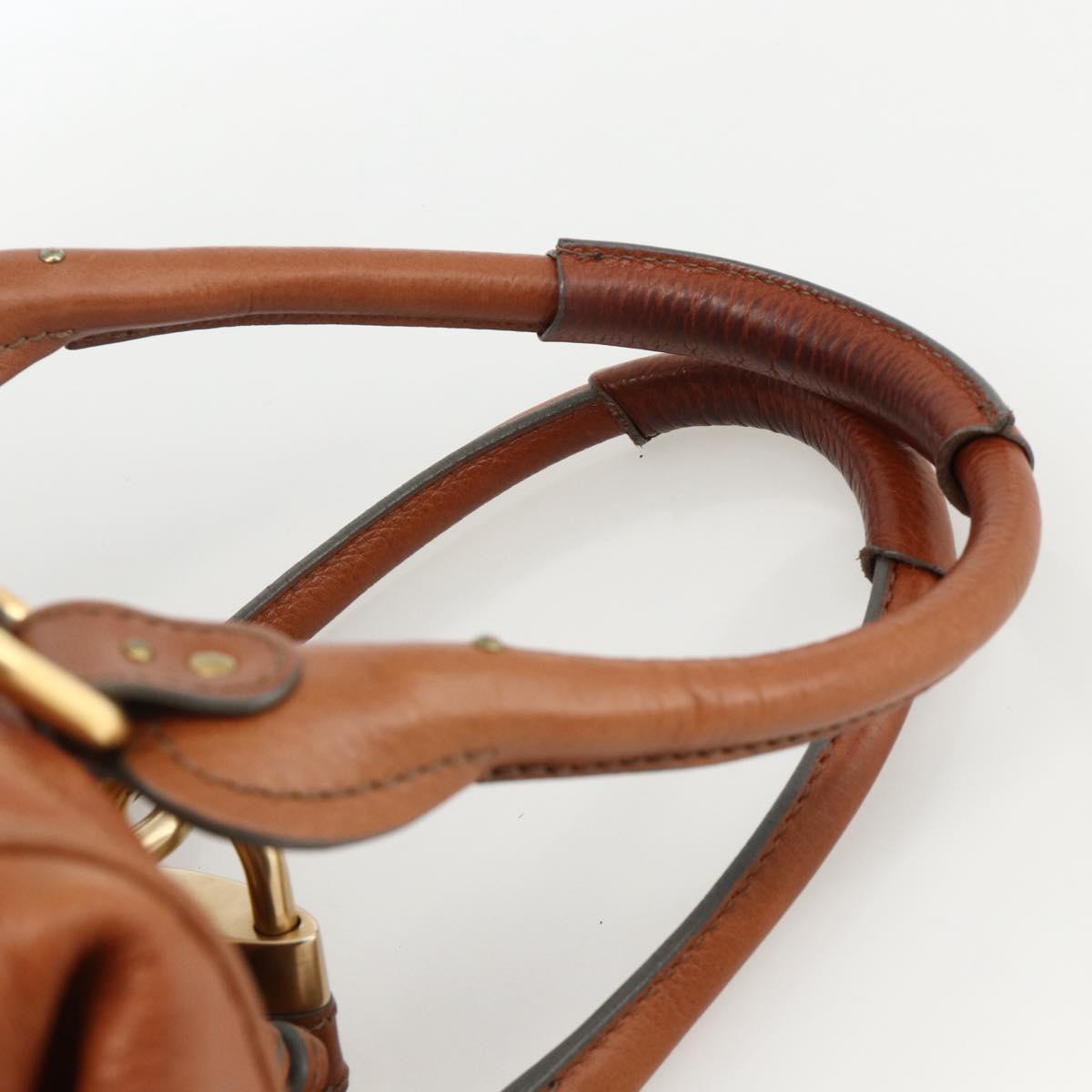 Chloe Paddington Hand Bag Leather Brown Gold Silver Auth YKZ912A