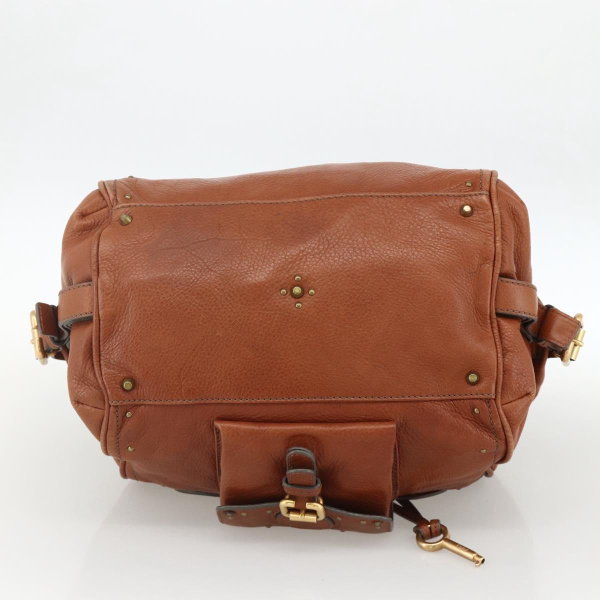 Chloe Paddington Hand Bag Leather Brown Gold Silver Auth YKZ912A