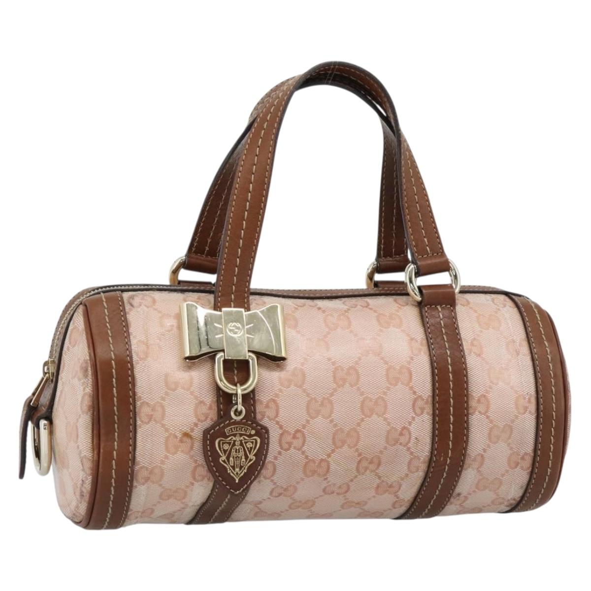 GUCCI GG Crystal Histeria Hand Bag Coated Canvas Pink Gold 181485 Auth YKZ920