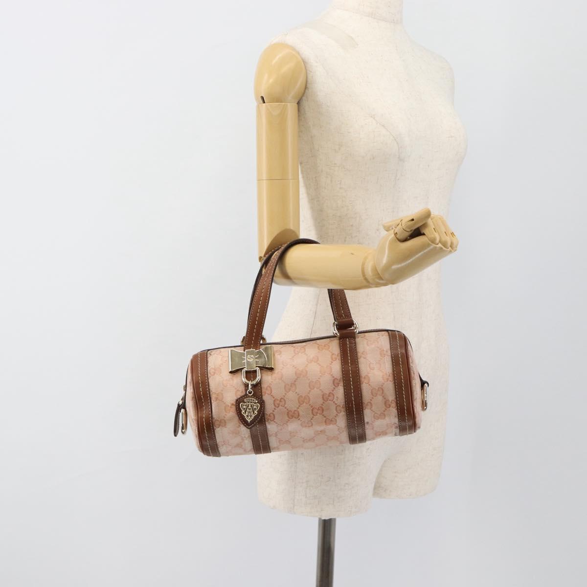 GUCCI GG Crystal Histeria Hand Bag Coated Canvas Pink Gold 181485 Auth YKZ920