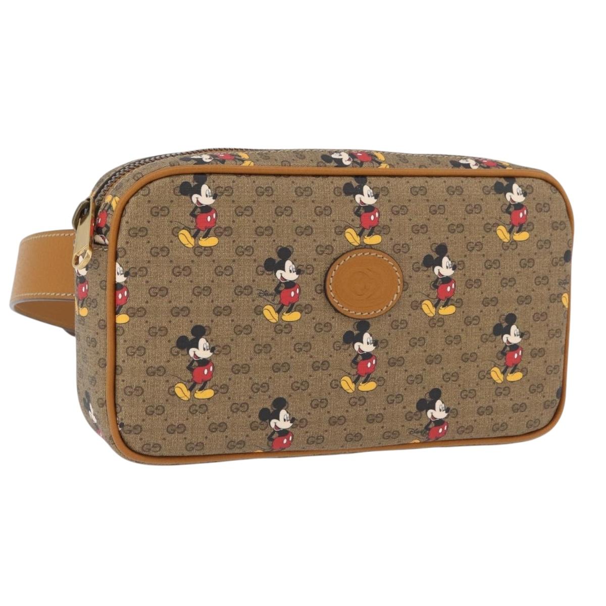 GUCCI Micro GG Supreme Disney collaboration bag PVC Beige 602695 Auth YKZ921SAM