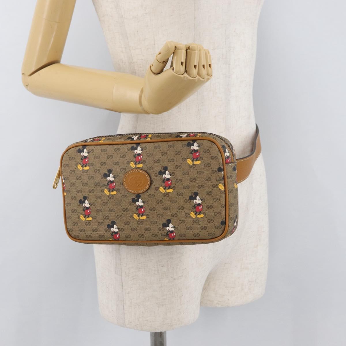 GUCCI Micro GG Supreme Disney collaboration bag PVC Beige 602695 Auth YKZ921SAM