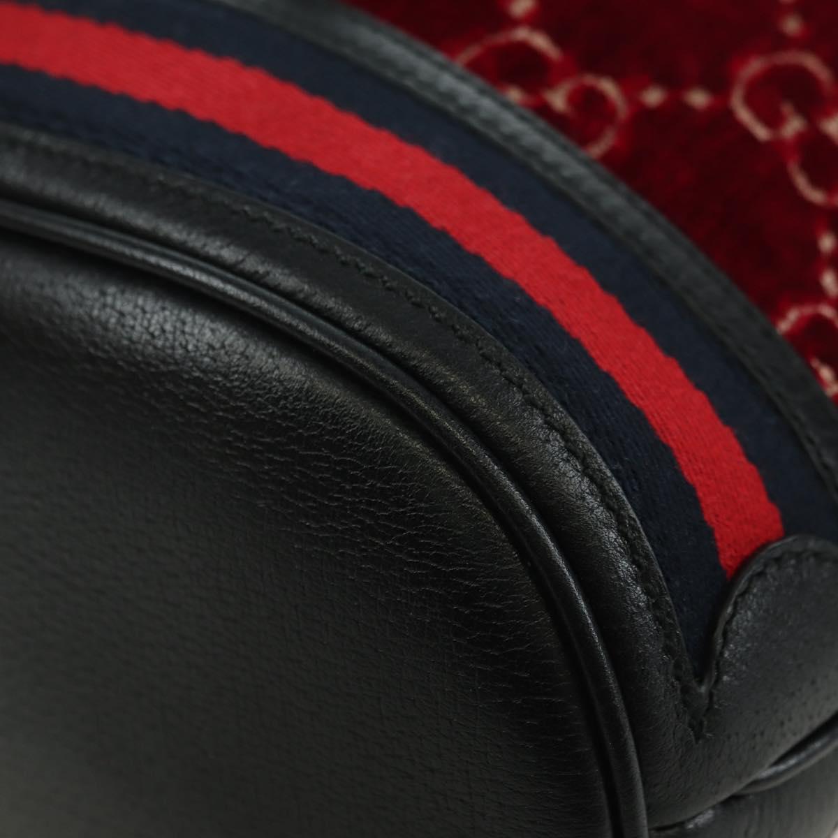 GUCCI GG Velvet Sherry Line Bucket bag Shoulder Bag Red Gold 574960 Auth YKZ922M