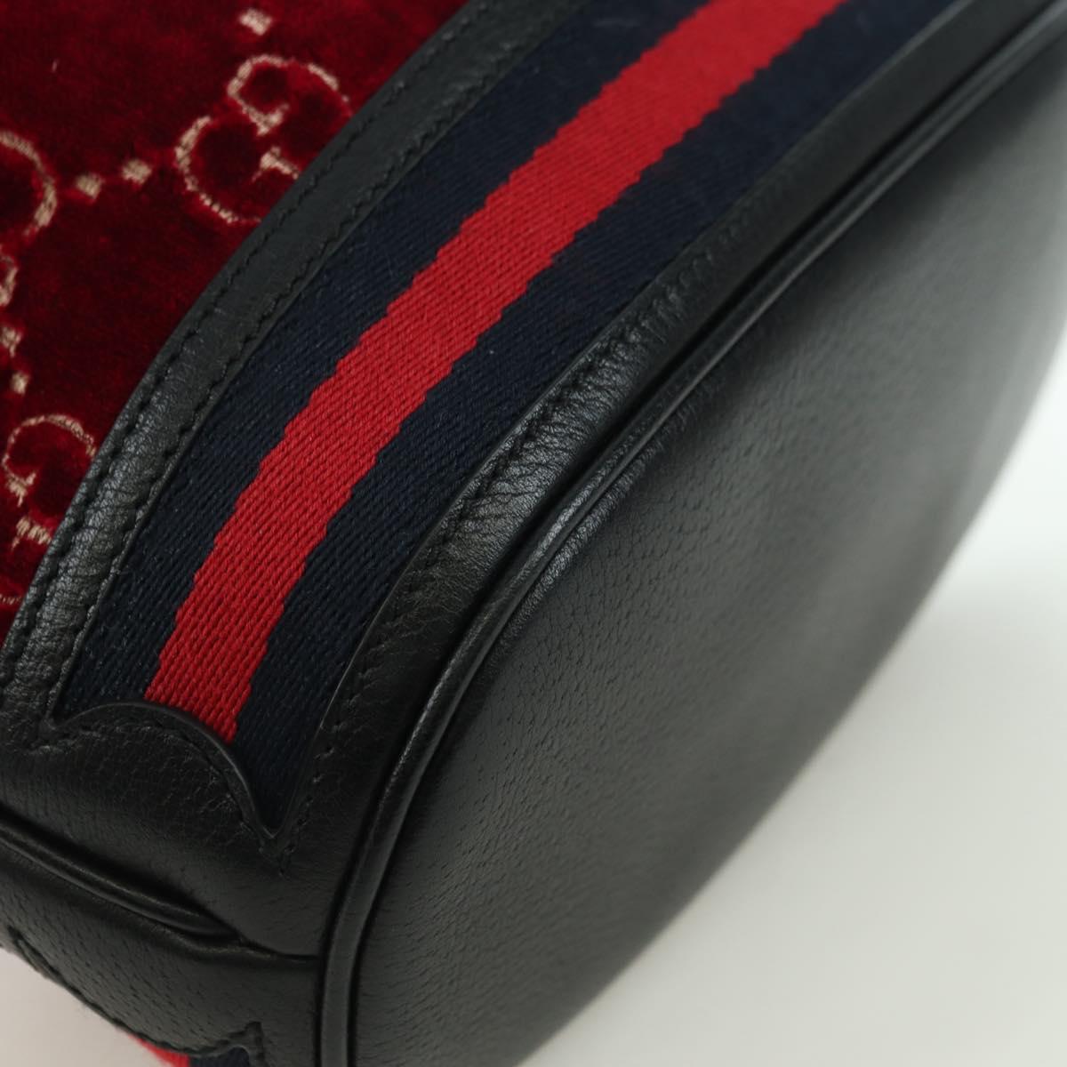 GUCCI GG Velvet Sherry Line Bucket bag Shoulder Bag Red Gold 574960 Auth YKZ922M