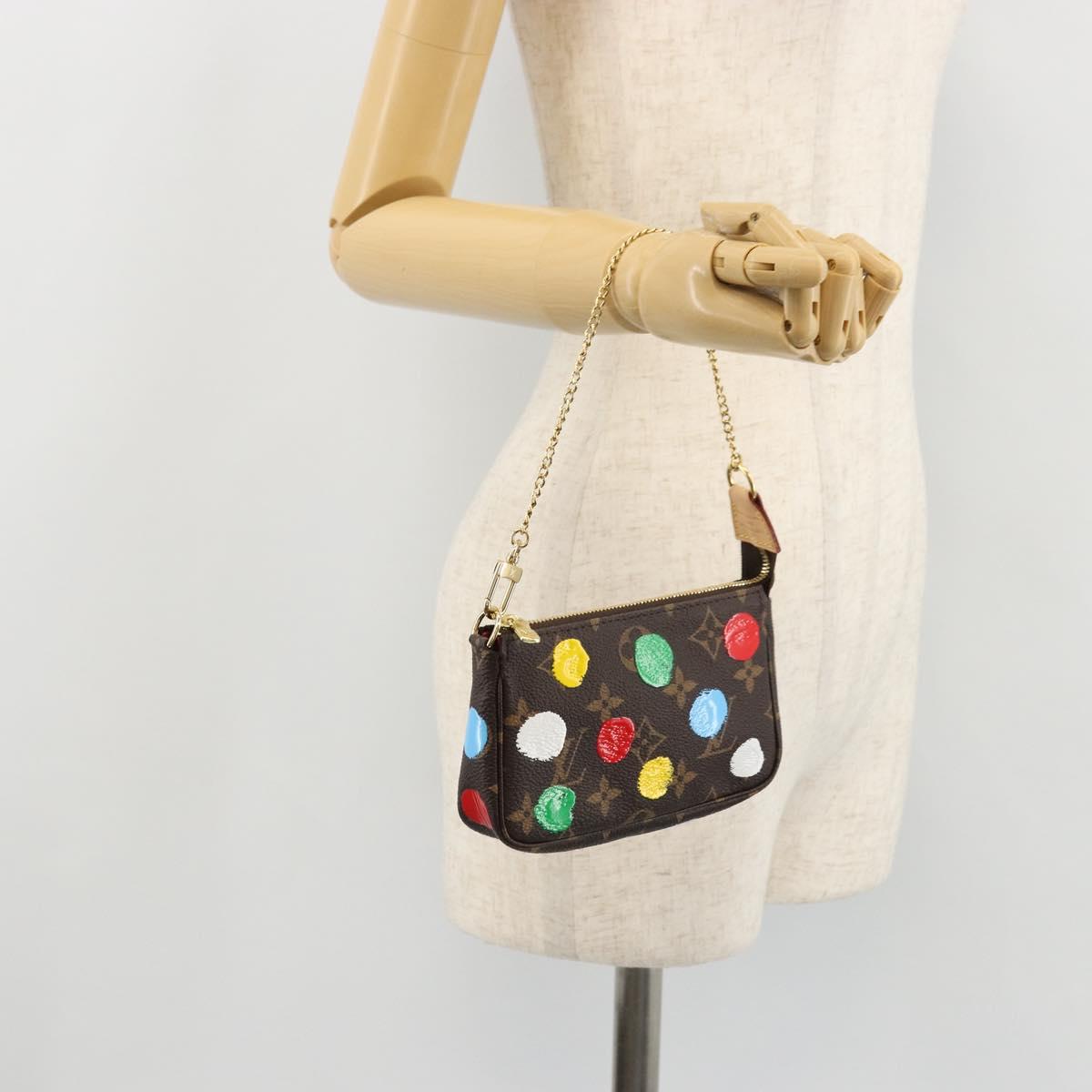 LOUIS VUITTON Yayoi Kusama Mini Pochette Accessoires Pouch M81866 Auth YKZ926SM