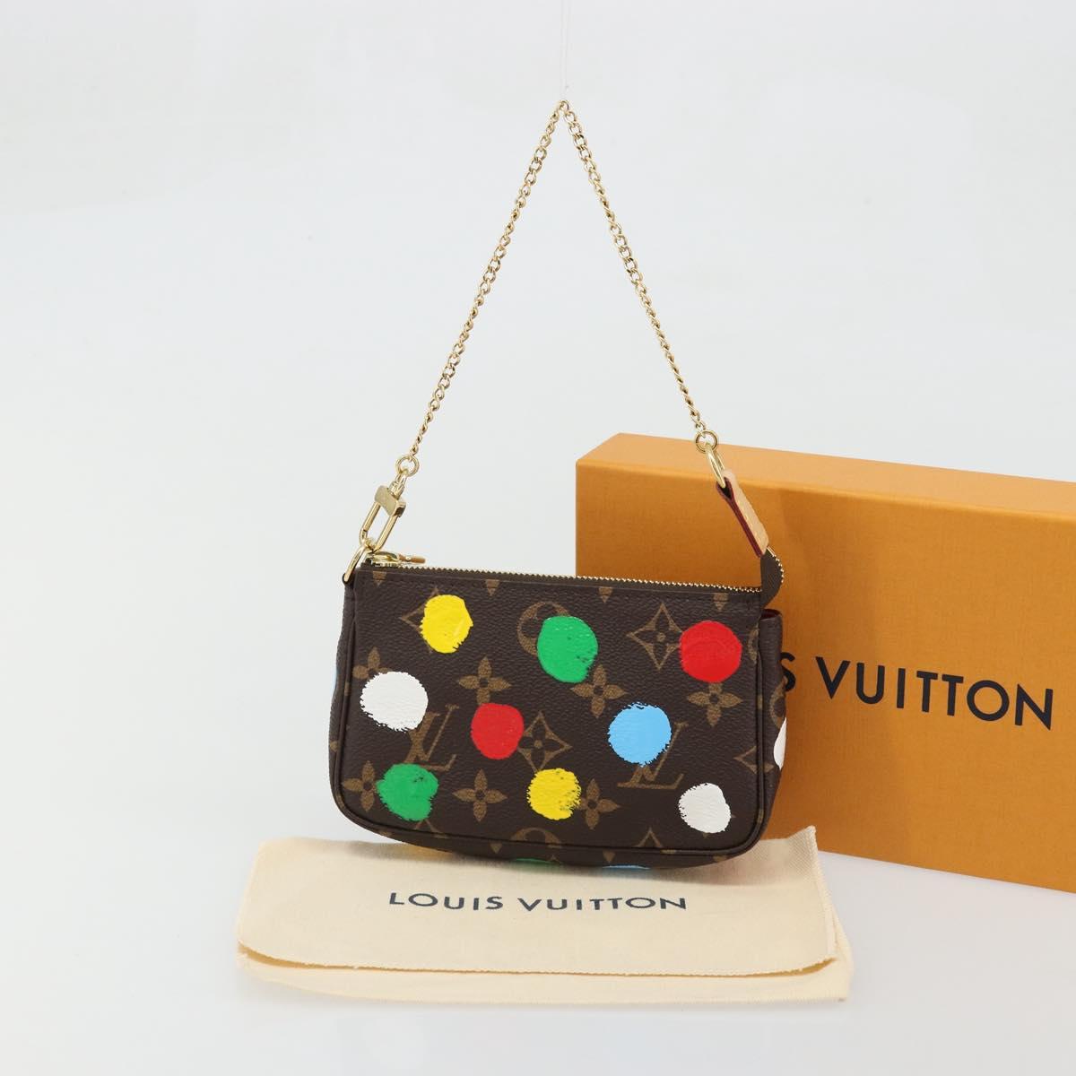LOUIS VUITTON Yayoi Kusama Mini Pochette Accessoires Pouch M81866 Auth YKZ926SM