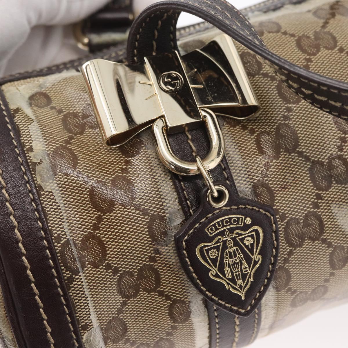 GUCCI GG Crystal Histeria Boston Bag Coated Canvas Beige Gold 181485 Auth YKZ948
