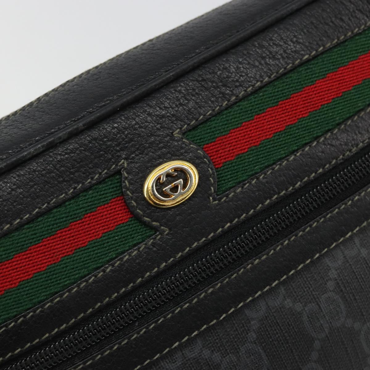 GUCCI GG Supreme Web Sherry Line Bag PVC Black Gold 119 02 087 Auth YKZ950