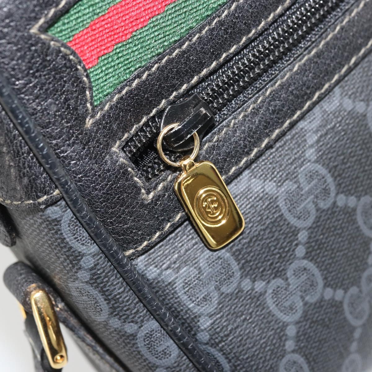 GUCCI GG Supreme Web Sherry Line Bag PVC Black Gold 119 02 087 Auth YKZ950