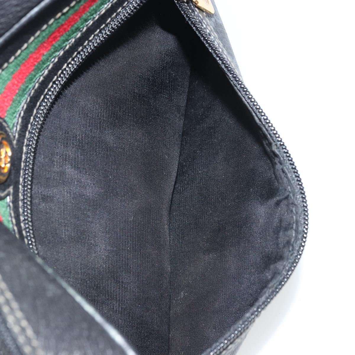 GUCCI GG Supreme Web Sherry Line Bag PVC Black Gold 119 02 087 Auth YKZ950