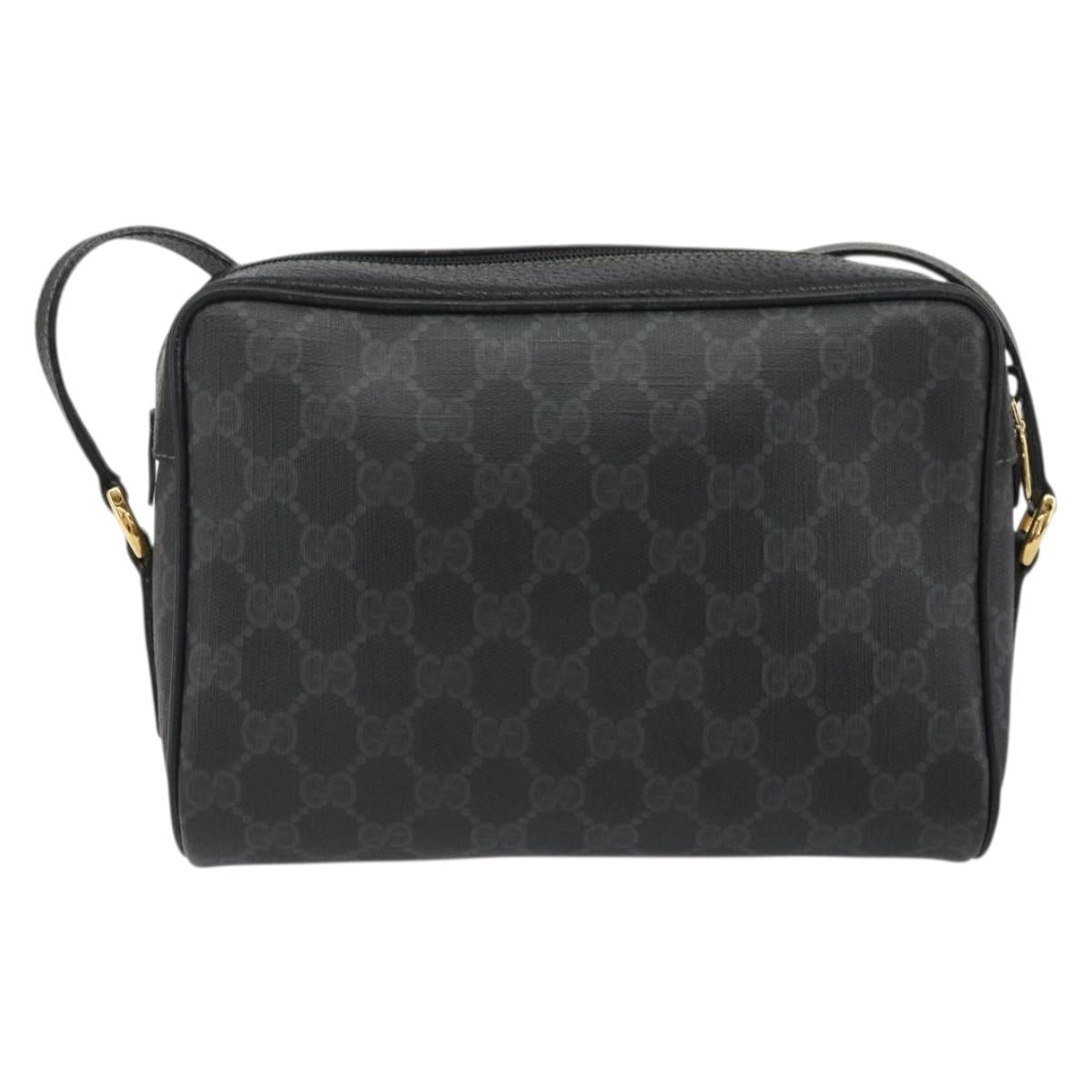 GUCCI GG Supreme Web Sherry Line Bag PVC Black Gold 119 02 087 Auth YKZ950