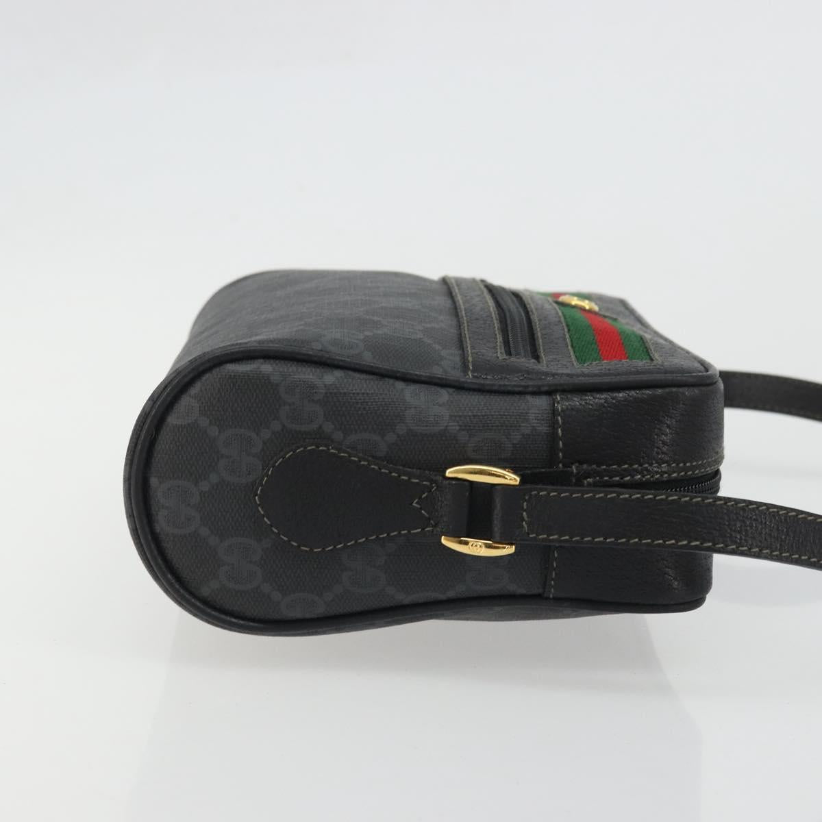 GUCCI GG Supreme Web Sherry Line Bag PVC Black Gold 119 02 087 Auth YKZ950