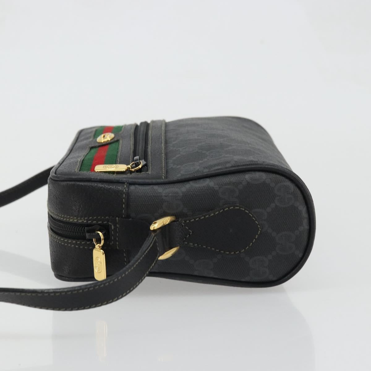 GUCCI GG Supreme Web Sherry Line Bag PVC Black Gold 119 02 087 Auth YKZ950