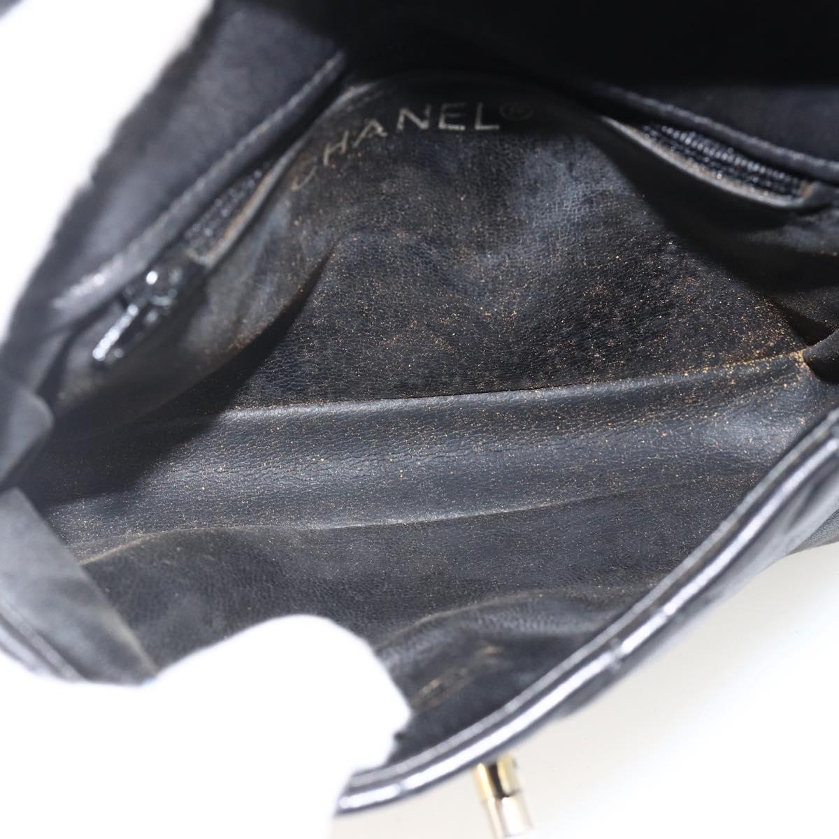 CHANEL Matelasse Waist bag Lamb Skin Black Gold CC Auth YKZ961