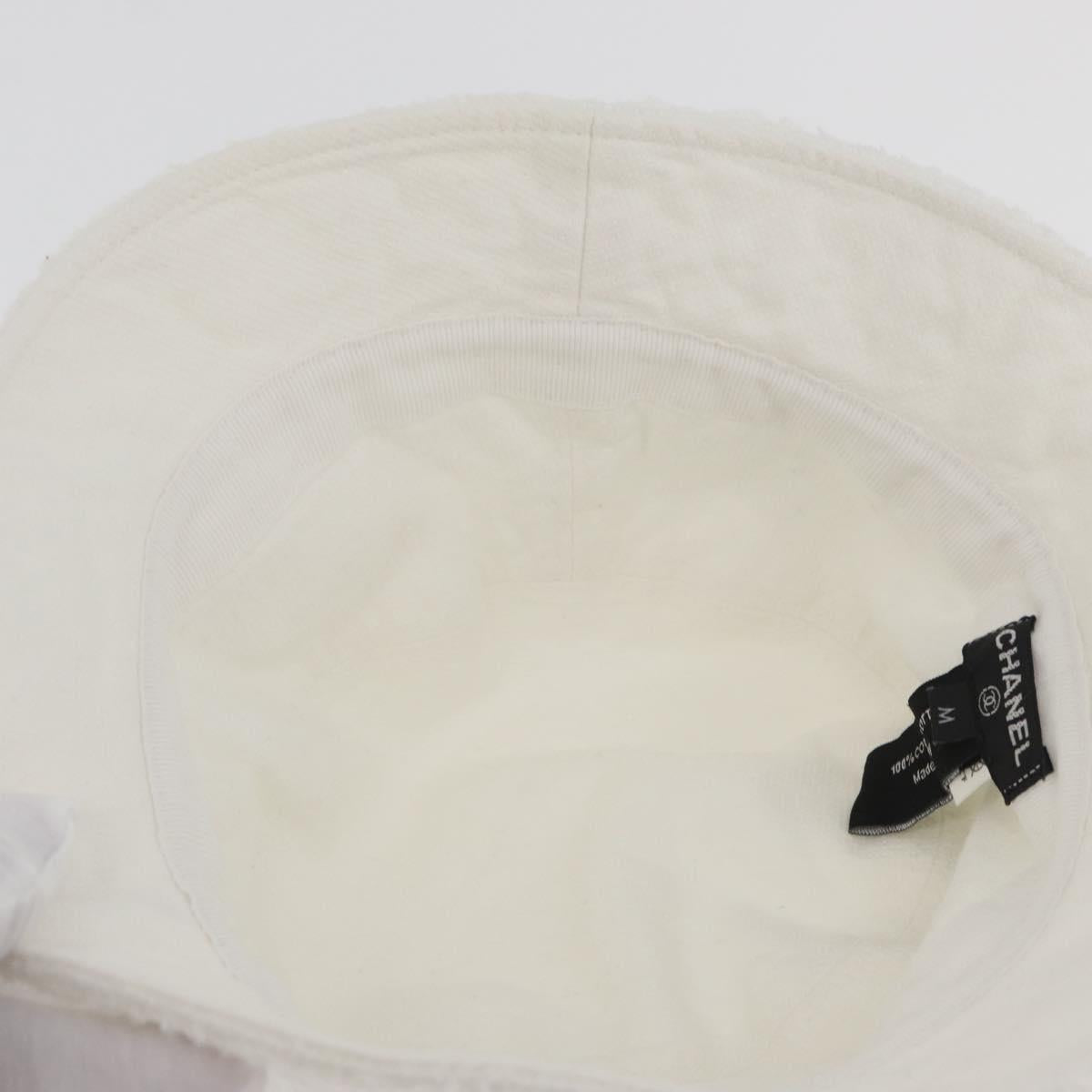 CHANEL COCO Mark Hat Pile White CC Auth YKZ968A
