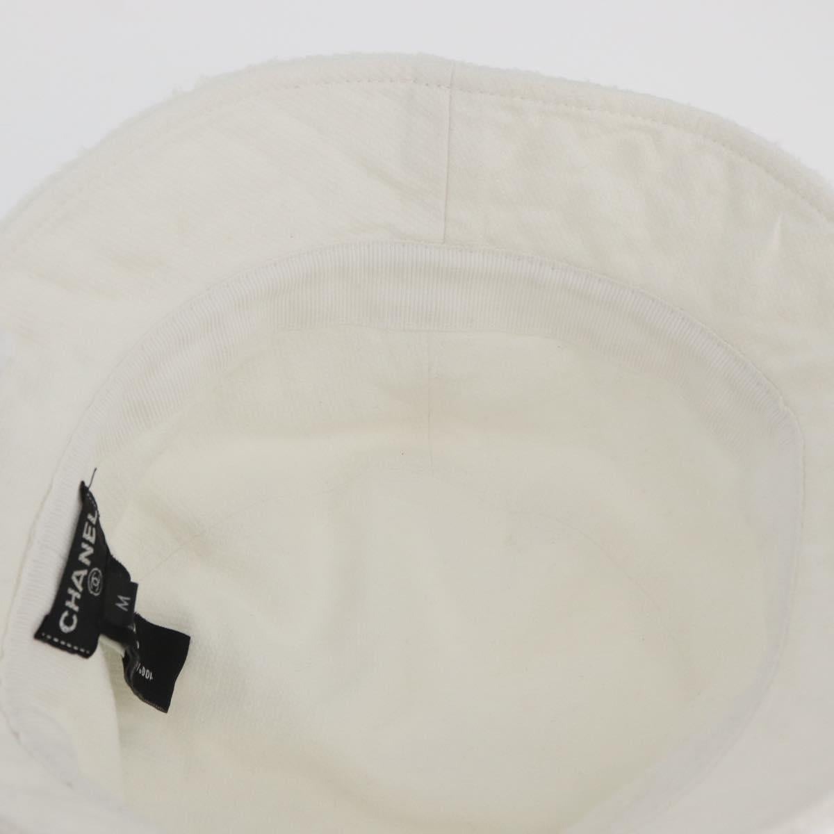 CHANEL COCO Mark Hat Pile White CC Auth YKZ968A