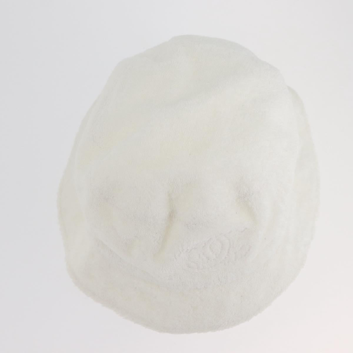 CHANEL COCO Mark Hat Pile White CC Auth YKZ968A