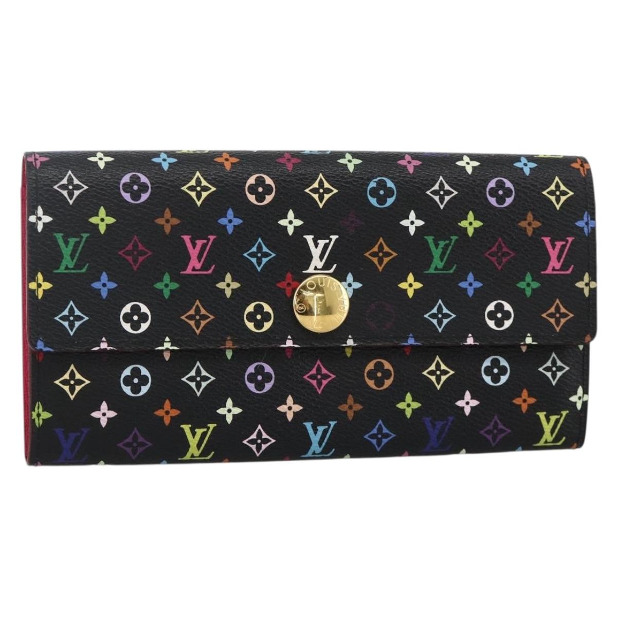 LOUIS VUITTON Multicolor Portefeiulle Sarah Wallet Black M60668 LV Auth YKZ969V