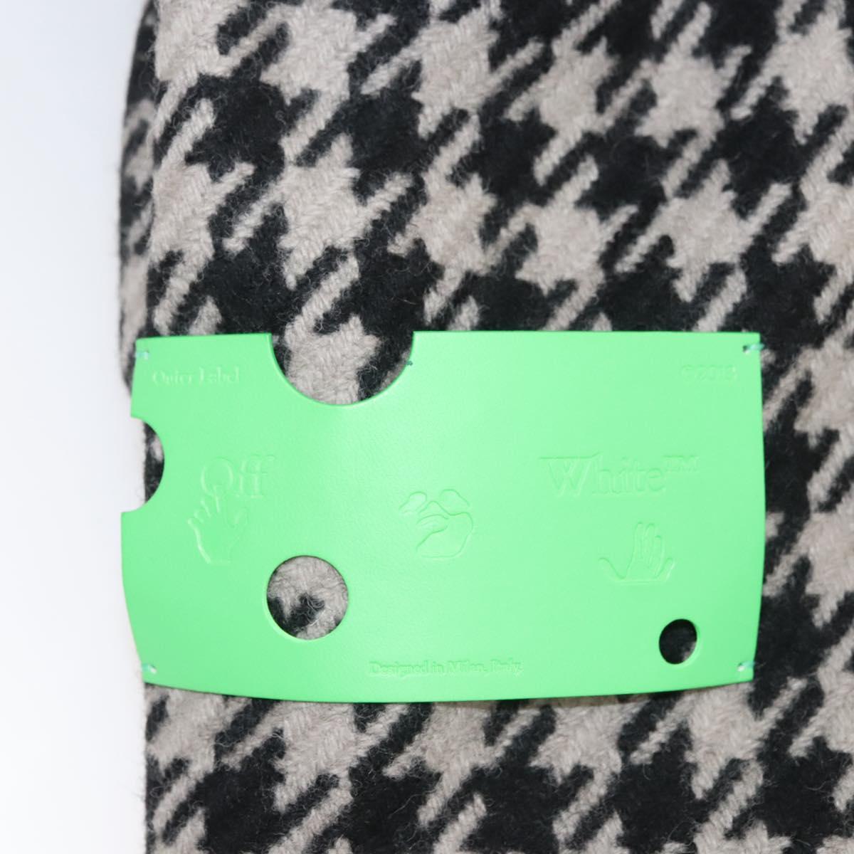 Off-White Chester Coat Staggered Pattern Jacket Wool Black Auth ym005M