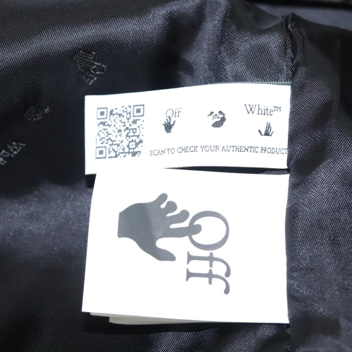 Off-White Chester Coat Staggered Pattern Jacket Wool Black Auth ym005M