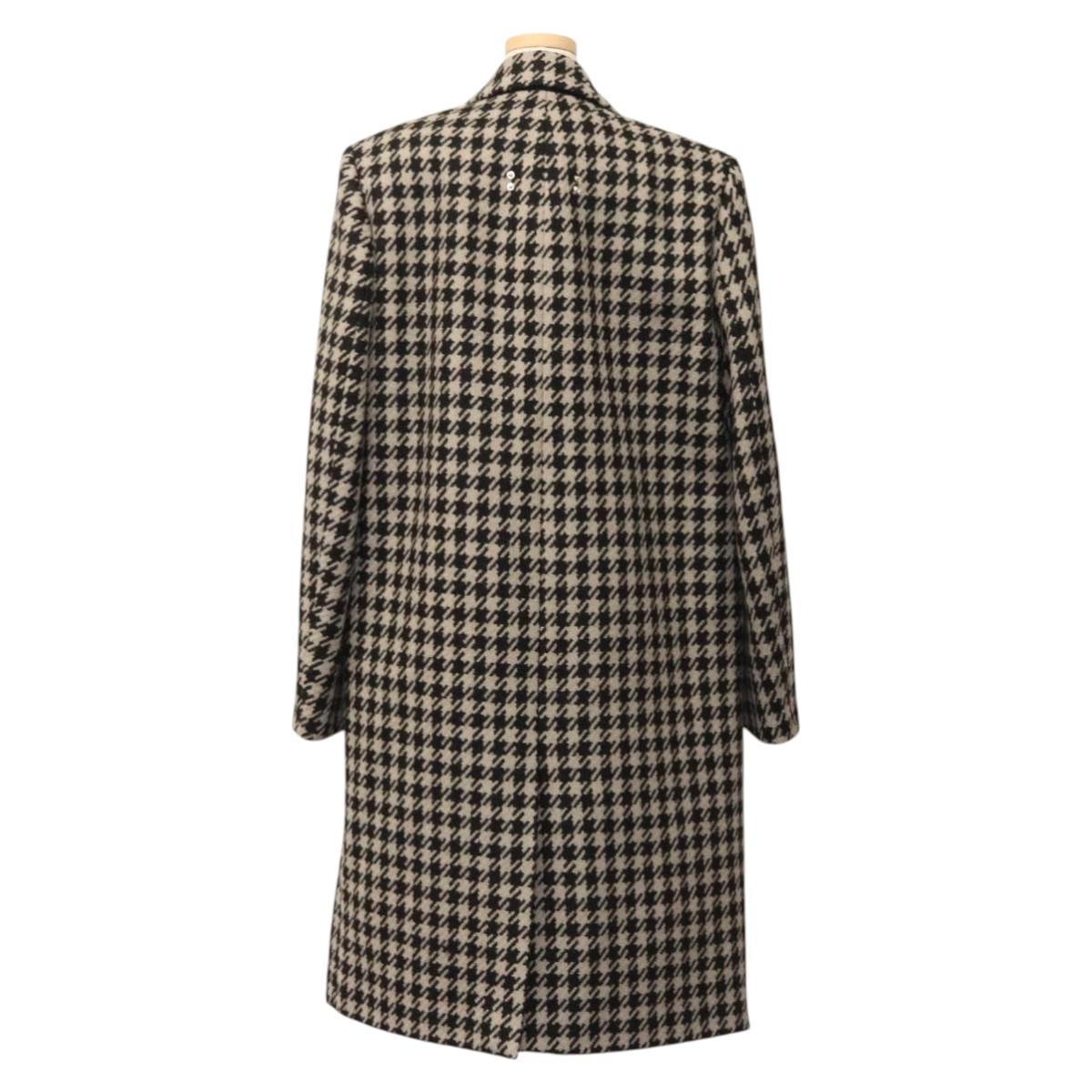 Off-White Chester Coat Staggered Pattern Jacket Wool Black Auth ym005M