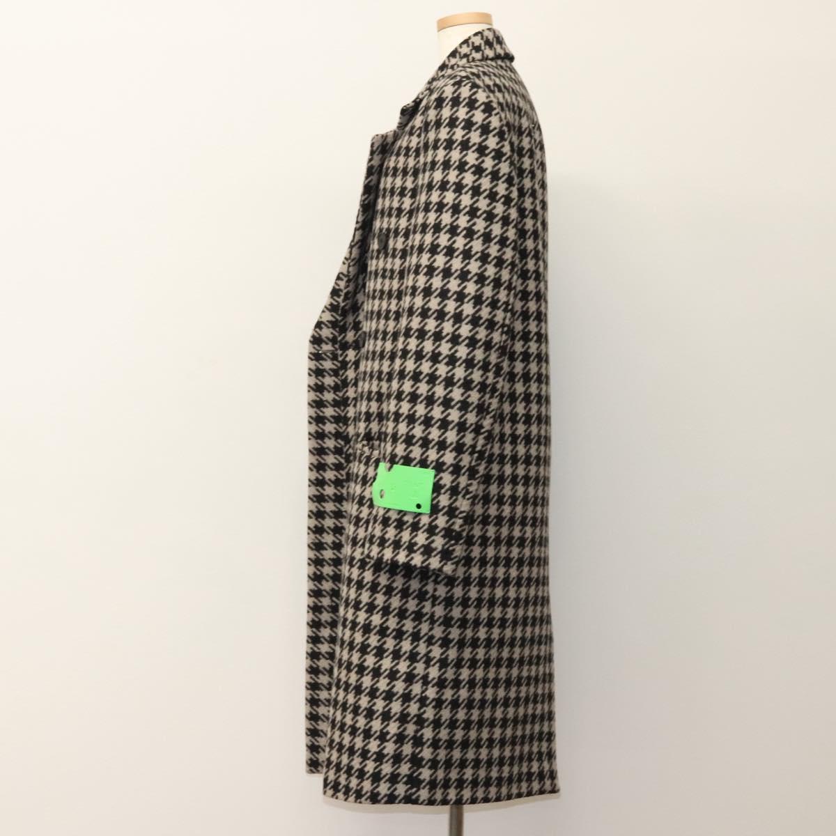 Off-White Chester Coat Staggered Pattern Jacket Wool Black Auth ym005M
