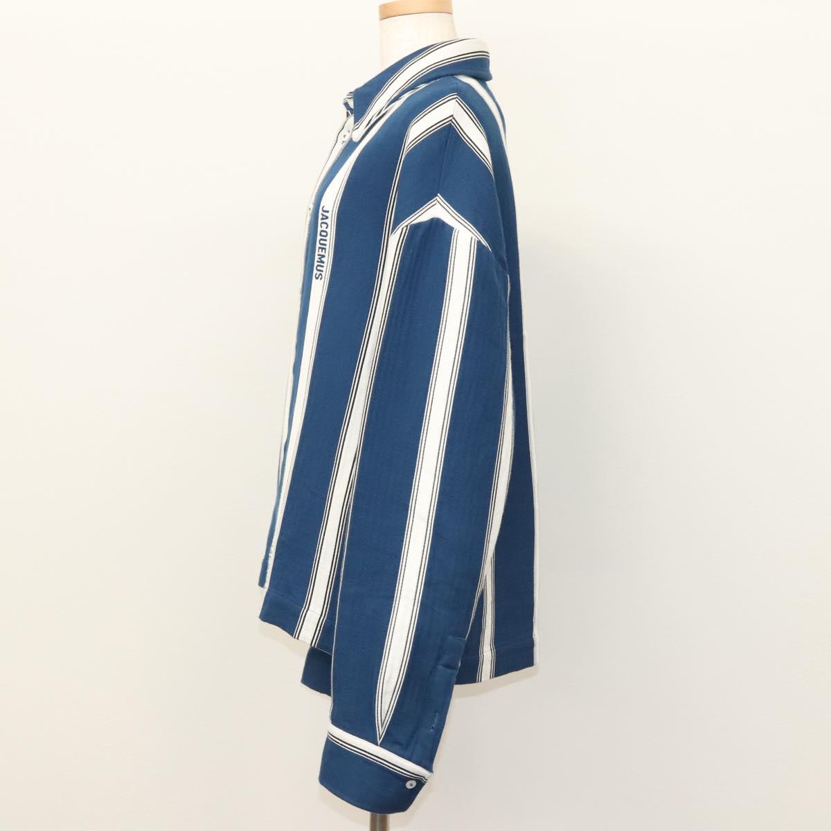 JACQUEMUS Long Sleeve Shirt Cotton Blue Auth ym006M