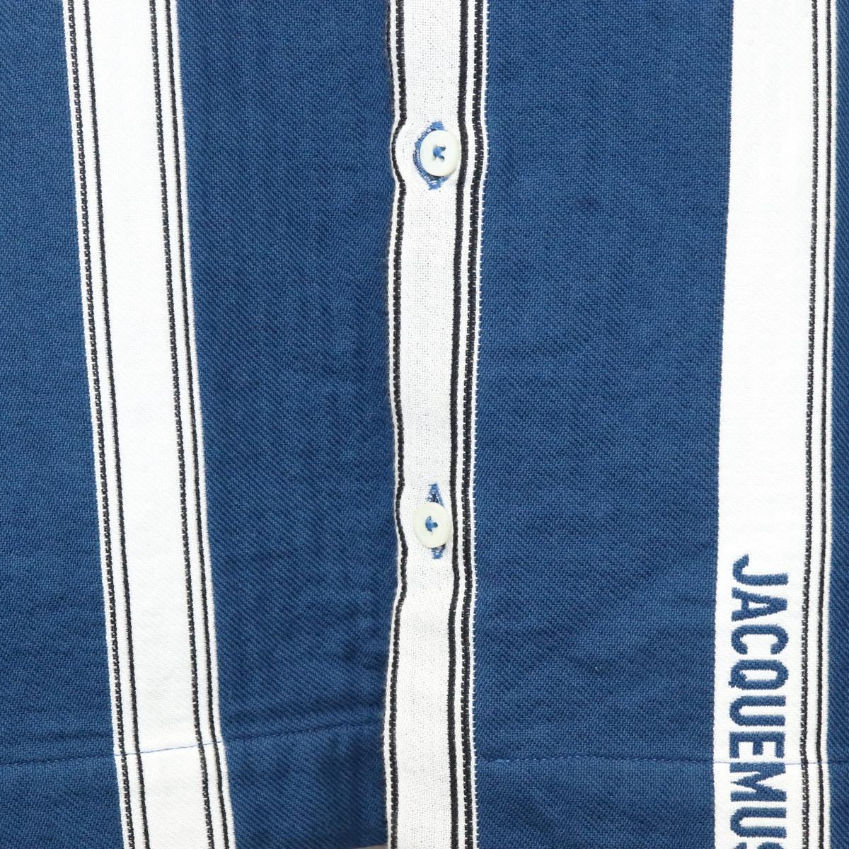 JACQUEMUS Long Sleeve Shirt Cotton Blue Auth ym006M